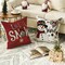 Joy Christmas Let It Snow Snowman Reindeer Throw Pillow Covers, 18 x 18 Inch Xmas Snowflake Winter Holiday Cushion Case Decoration for Sofa Couch Set of